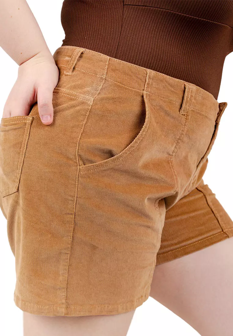 Mid Waist Corduroy Shorts