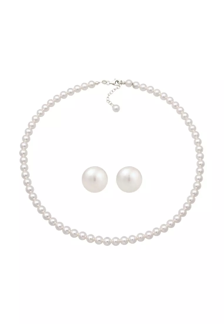 Set Perhiasan Perak 925 Wanita Stud Swarovski® Pearl