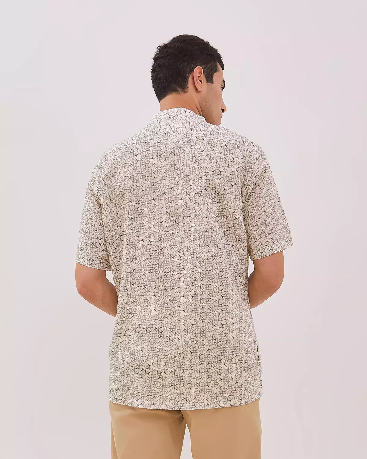 MEN'S SHORT SLEEVE KOKO SHIRT WITH GREEN PATTERN