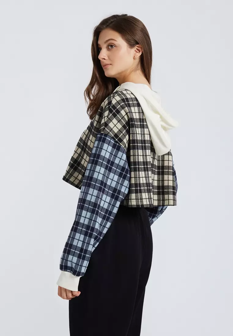 Checkered on sale crop hoodie