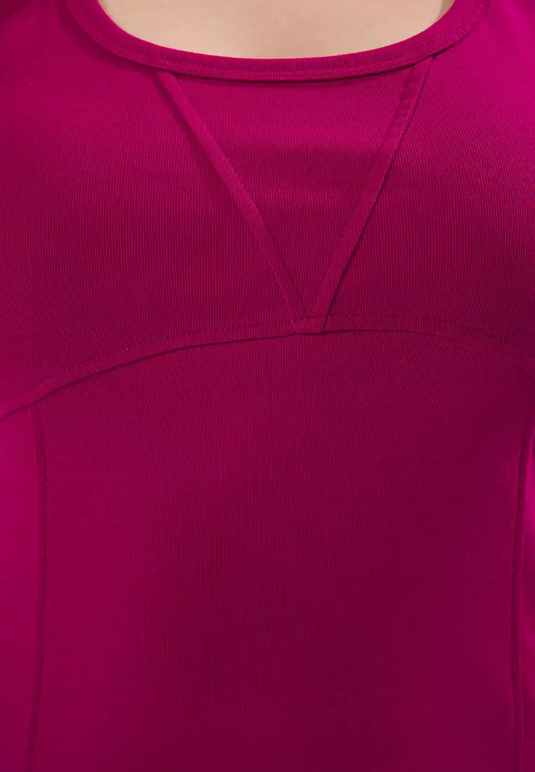 Plum Boat Neck A-Line Camisole Knit Plus Size Dress Tbbss25Ah00196