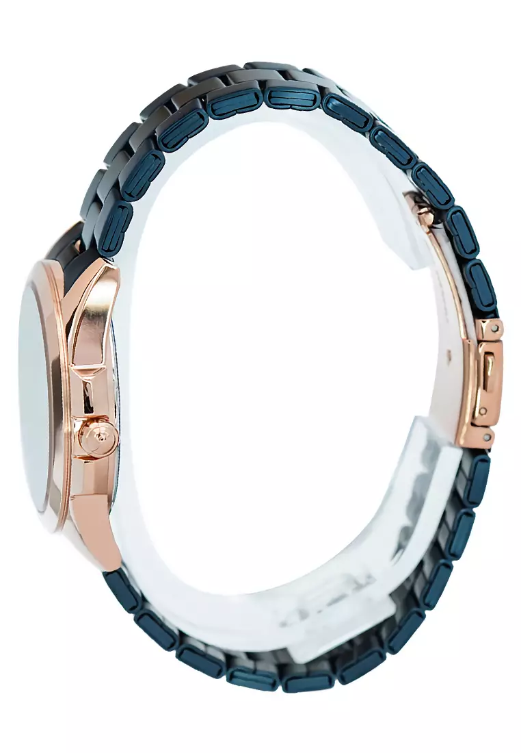 Alexandre Christie 2977 BFBURBU - Jam Tangan Wanita - Rosegold Blue - Stainless Steel