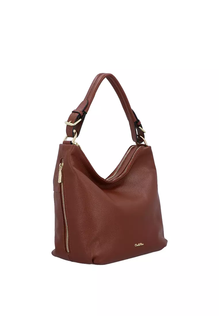 CR Robin Hobo Leather Bag - Brown