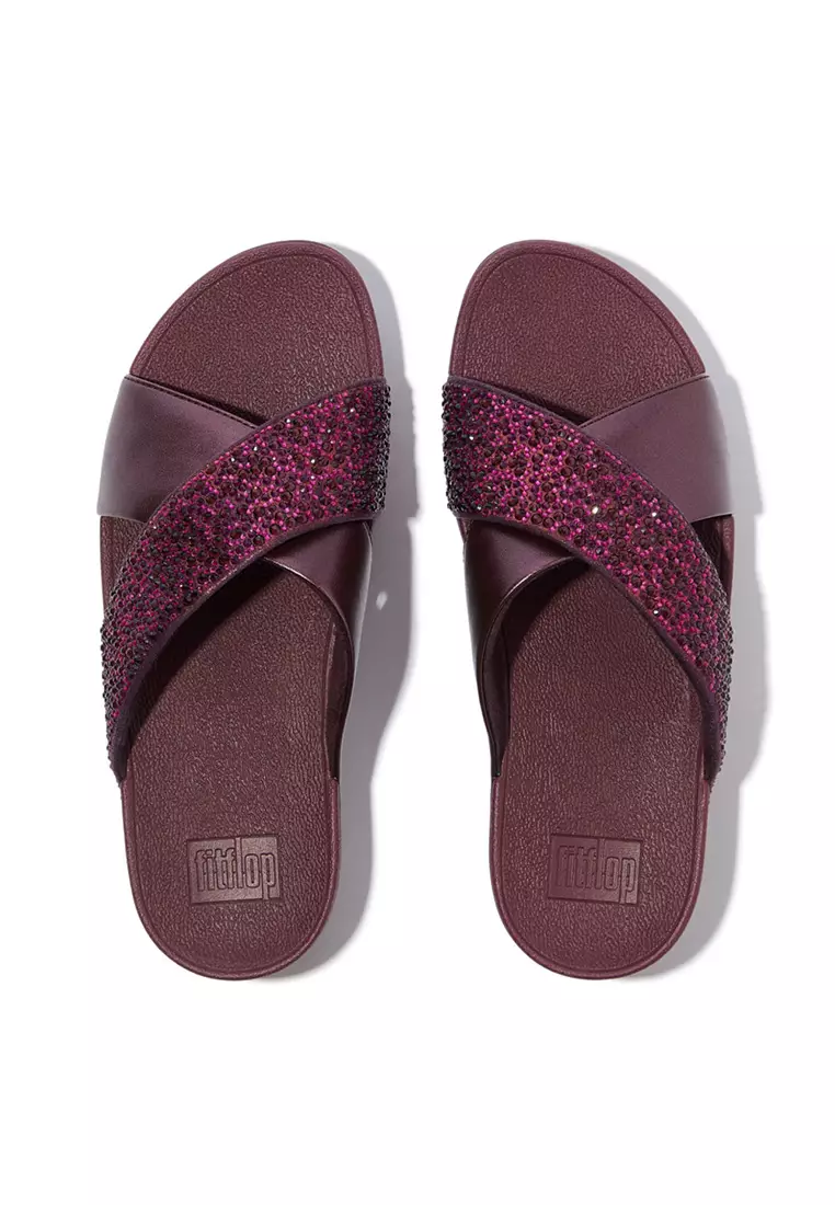Lulu Crystal-mix Metallic Cross Slides