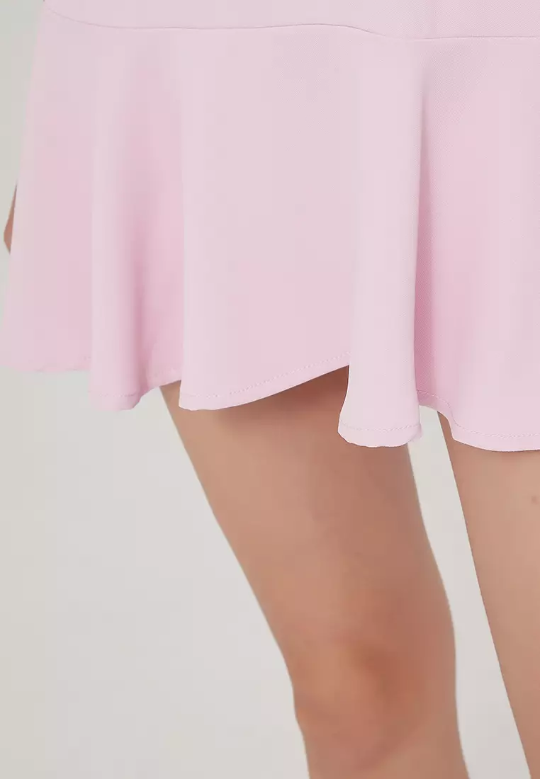 时尚气质高端简约无袖圆领荷叶边背心连衣裙经典纯红哑光缎面连身裙 B22041208PI