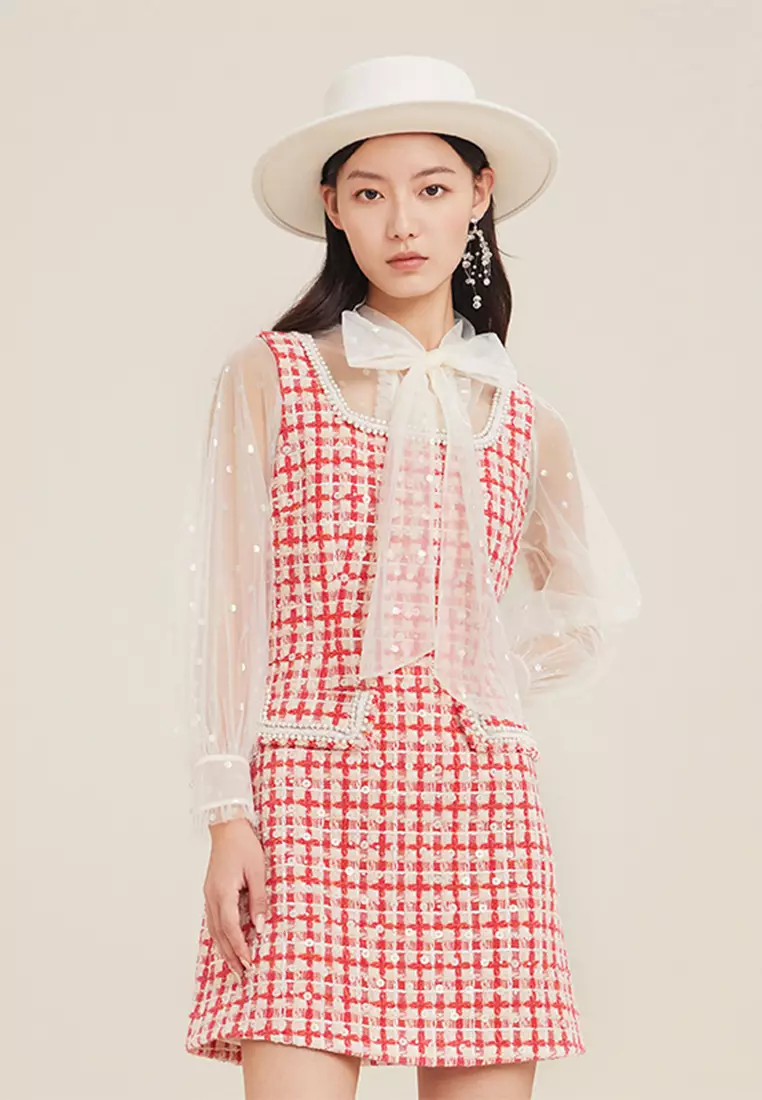 Hopeshow Checkered Midi Dress with Front Pockets