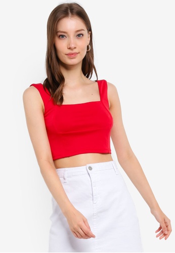 ZALORA BASICS TENCEL™ Square Neck Crop Top | ZALORA Philippines
