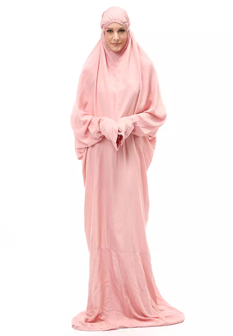 Karina Mukena Terusan Simple Muslimah Wanita Motif Polos Relaxed Fit - Salem