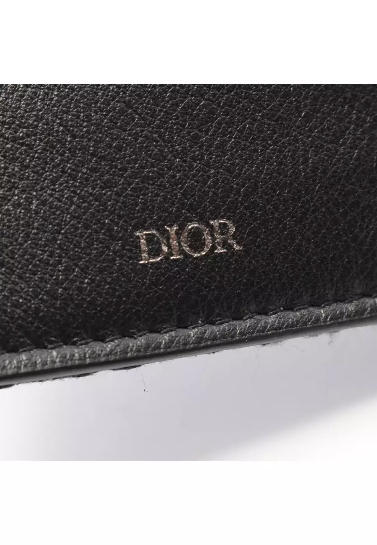 Pre-Loved Christian Dior oblique jacquard Bi-fold Long Wallet canvas black