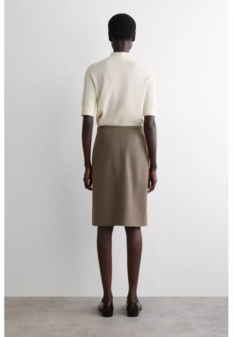 MERINO WOOL-BLEND PENCIL SKIRT