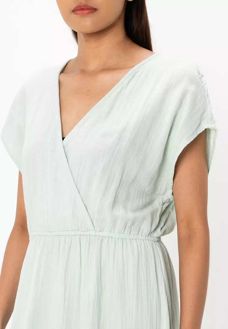 Thyra 短袖裹身中長連身裙