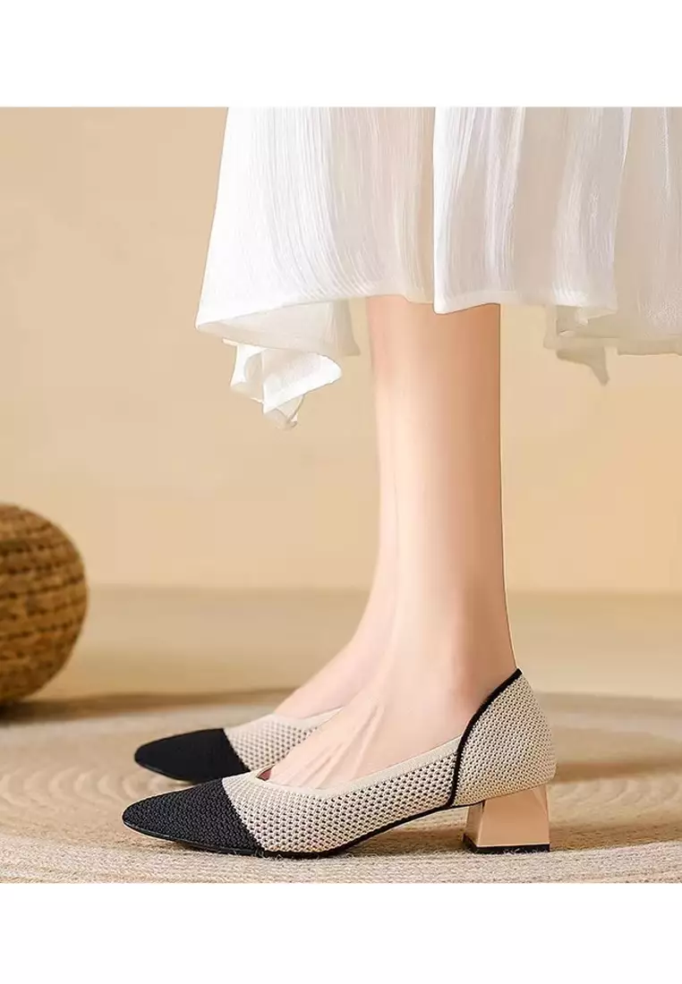 4CM Pointy Hollowed Flyknit Pumps XSN6818