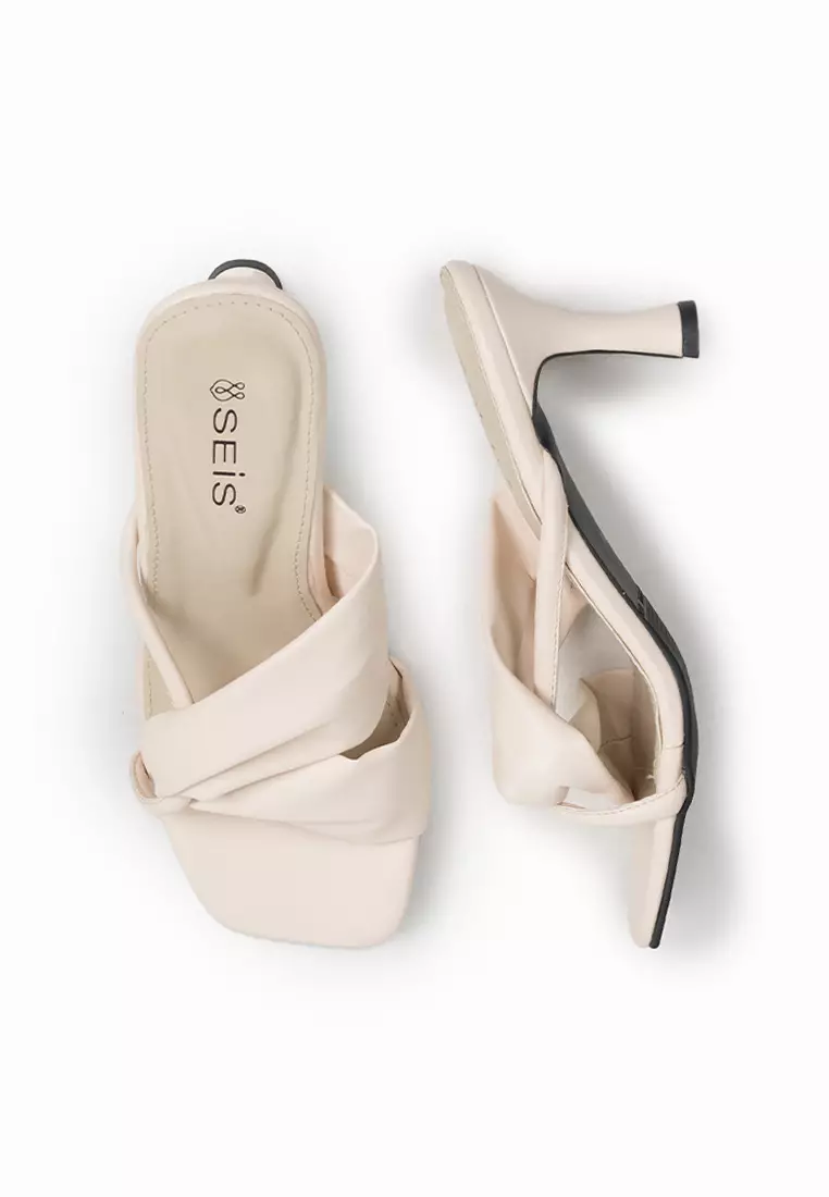 SEIS Naomi Sandal Heels Wanita Hak 7 CM - CREAM