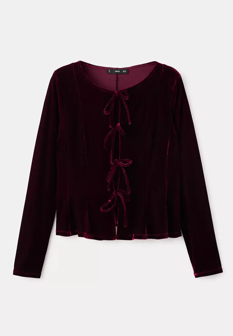 Velvet Blouse with Bows