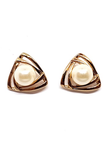 BELLE LIZ white Rose Triangle Pearl Earrings Studs E97A5ACD990F89GS_1