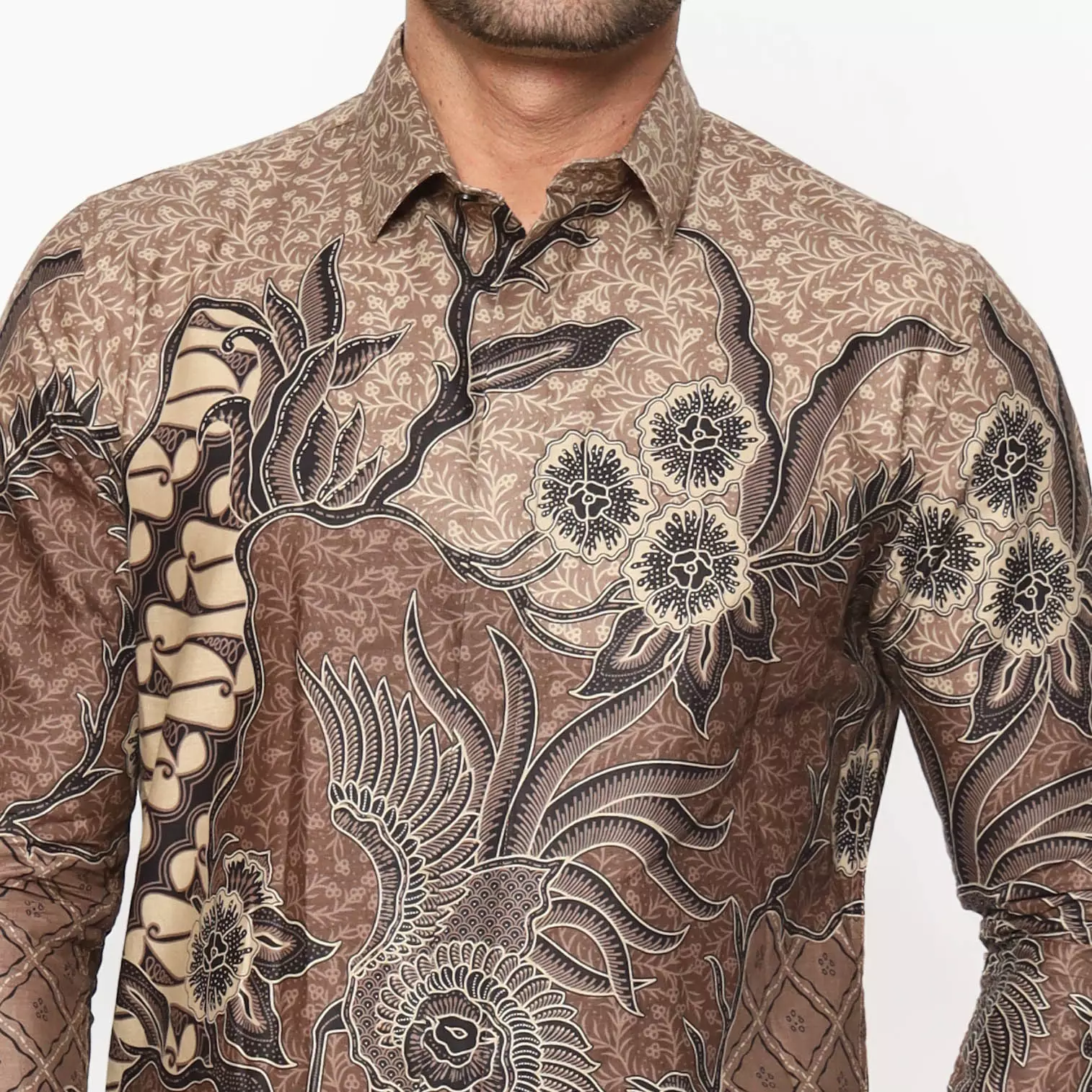 MAGINOT ARUNA BROWN Batik Slim Fit Lengan Panjang