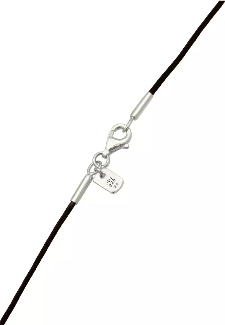 EXCLUSIVE Kalung Perhiasan Perak 925 Pria Nylon Black Plate Pendant