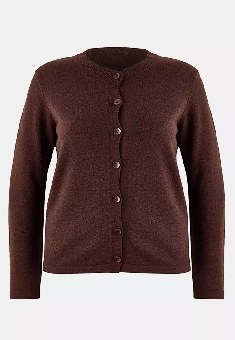 Brown Wool Coat Look Knitwear Cardigan Tbbaw26Av00059