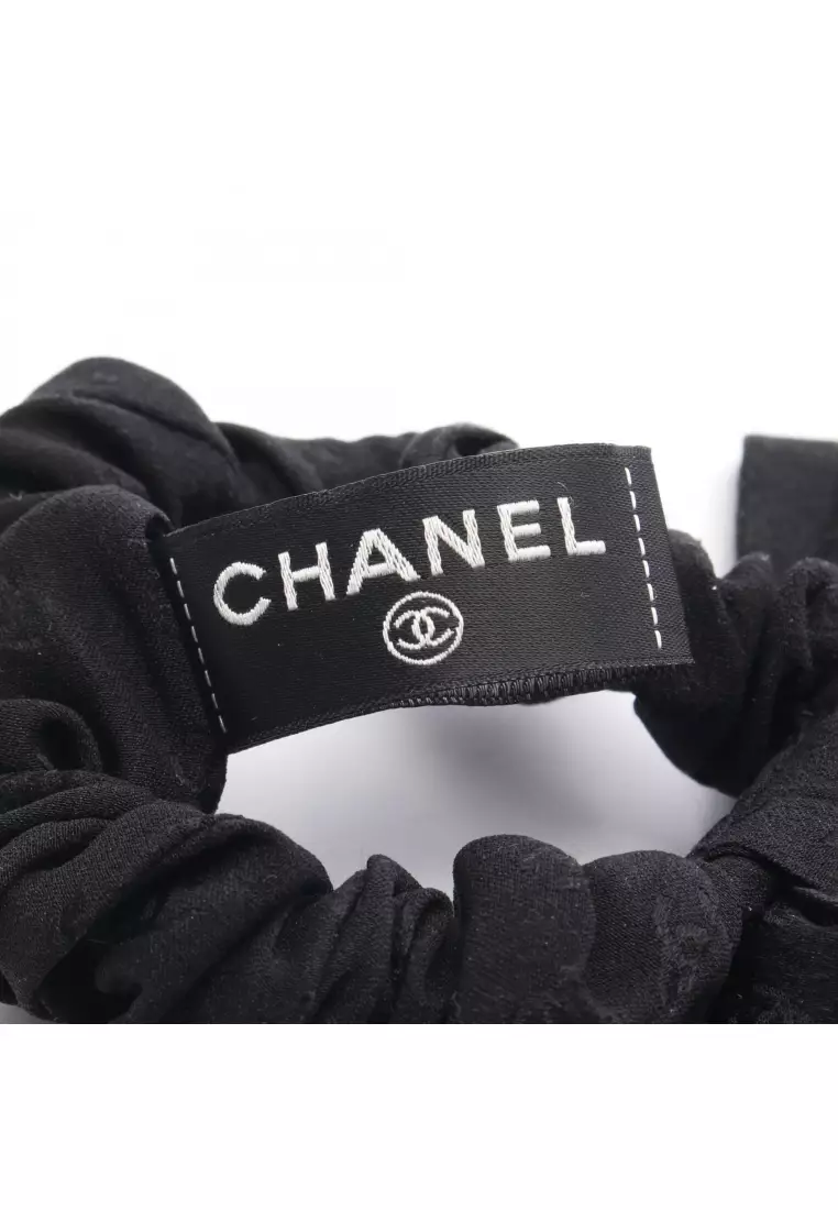 Chanel Pre-Loved Chanel coco mark ribbon scrunchie hair accessory silk ...