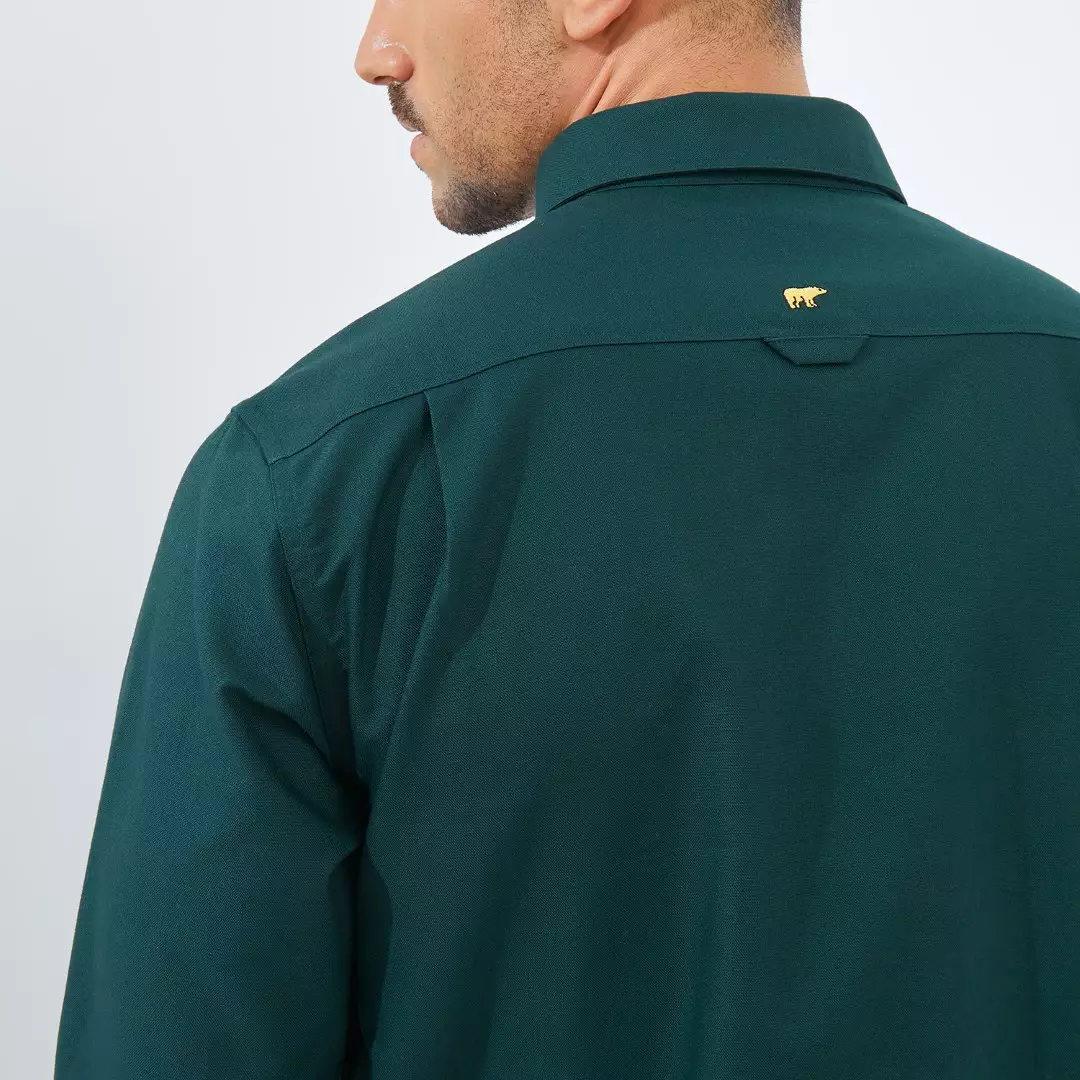 Jack Nicklaus Zen Kemeja Pria Lengan Pendek Slim Fit Green Warna Dark Green