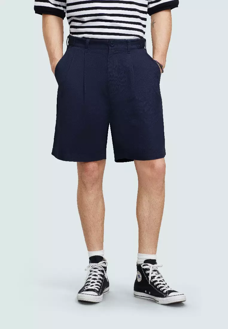 Men's Dark Blue Cotton Chino Shorts