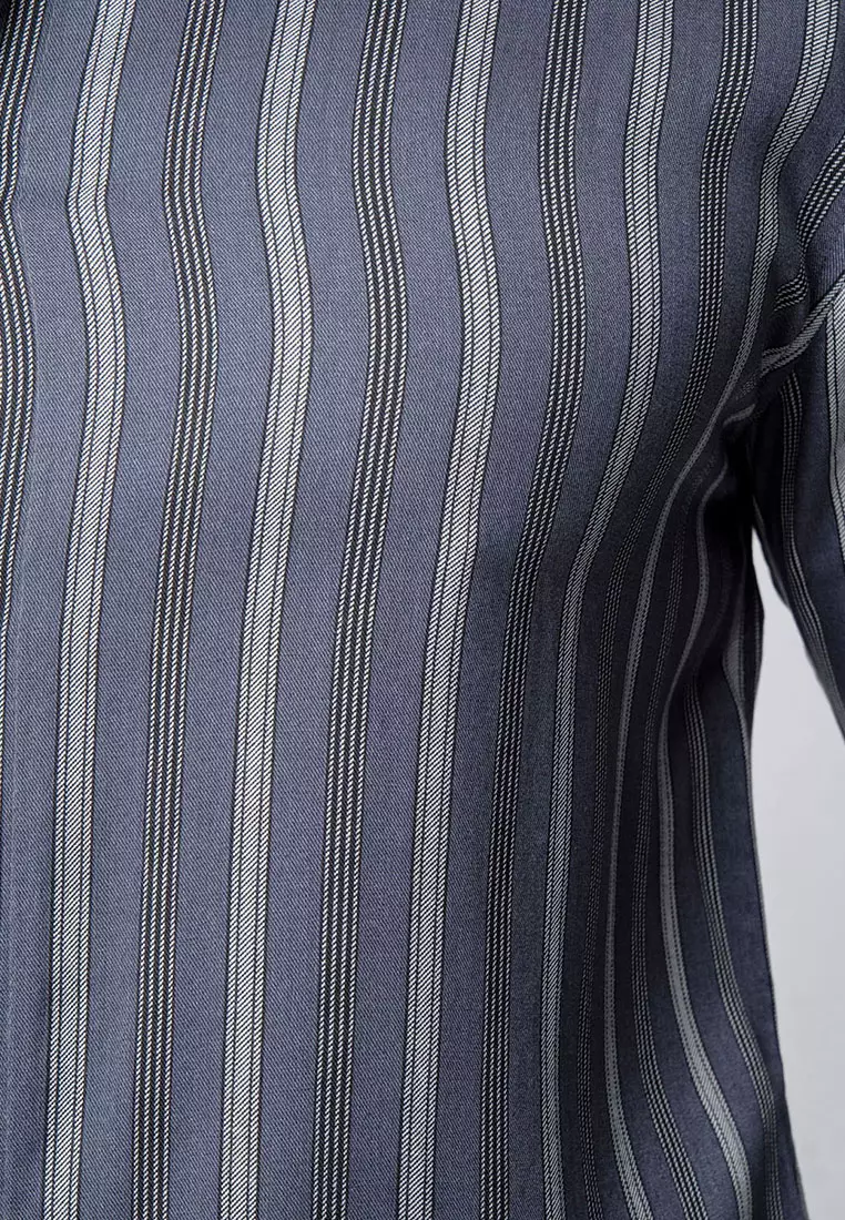 Virgo Stripe Shirt Grey LS