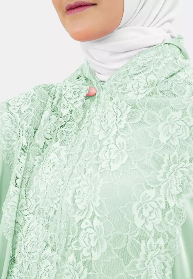 Cotton Bee - Syerin Lace Prayer Set | Mukena Renda | Mukena Dewasa - Mint Scenic