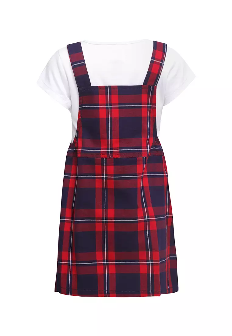 Qna Girl Achava Overall Dress Pendek anak Putih