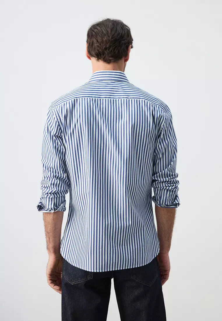 Regular-Fit Striped 100% Cotton Shirt