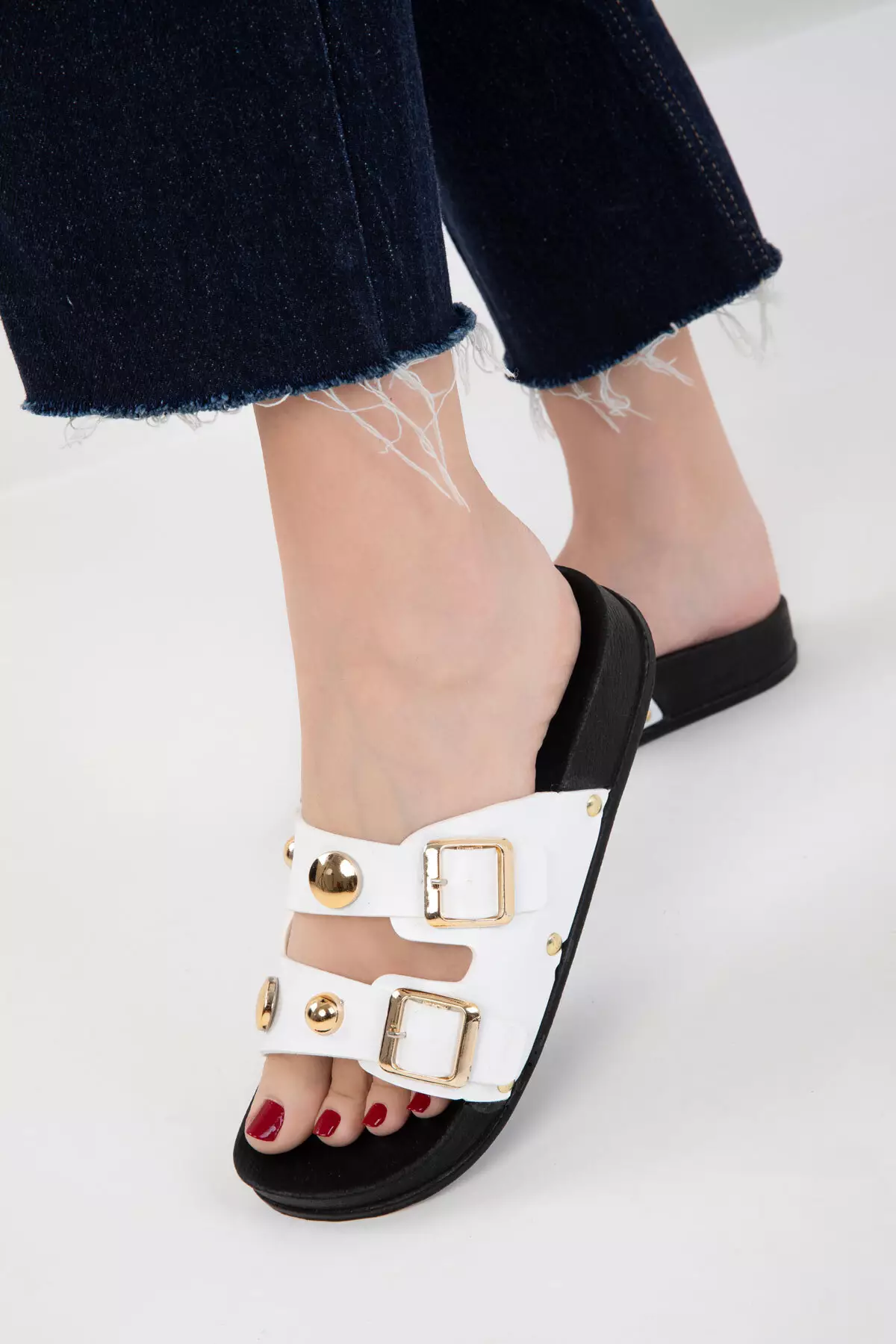 Black-White Women's Slippers 20490