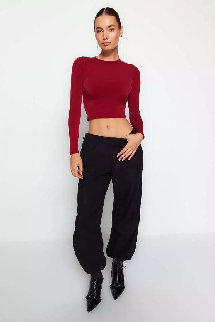 Red fitted crop new arrivals top