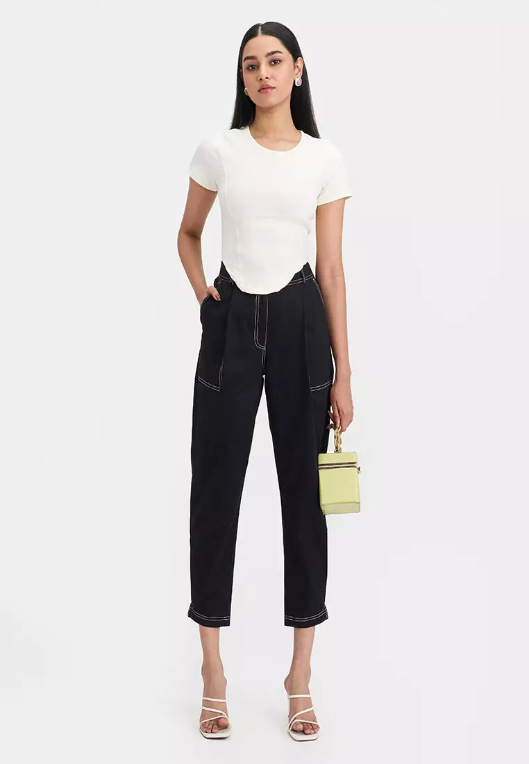 VIRGIO Cotton Pant with Contrast Stitches