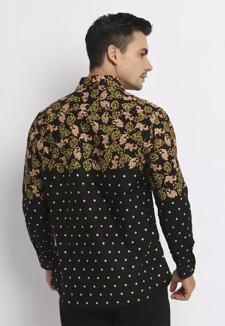 MAGINOT DIERJA BLACK Batik Slim Fit Lengan Panjang
