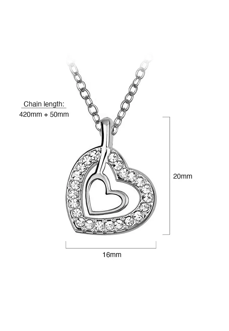Heart In Heart Necklace Embellished with Swarovski crystals