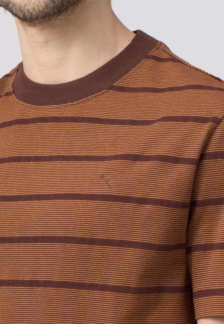Regular Fit Stripe T-Shirt In Jacquard Knit