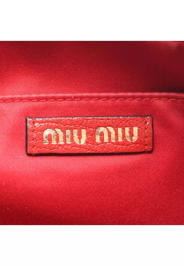 Pre-Loved MIU MIU miu miu × MM(Paris) Shoulder bag leather Red black ivory