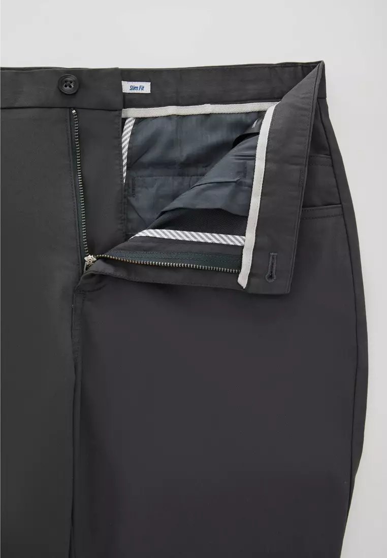Dark Gray Slim Fit Stretch Chinos