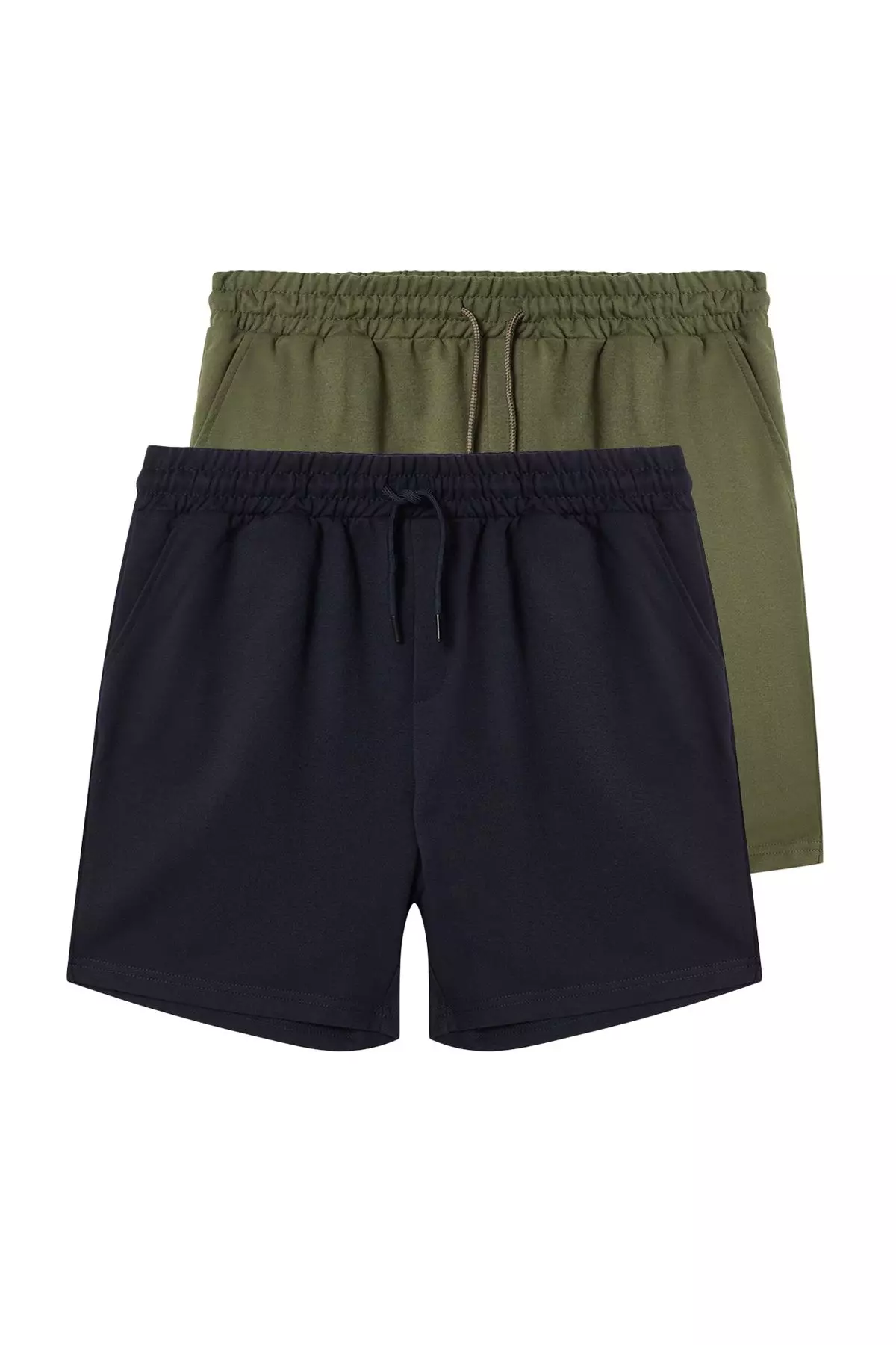 Navy Blue-Khaki Basic Regular/Normal Cut Straight 2 Pack Shorts TMNSS21SR0095