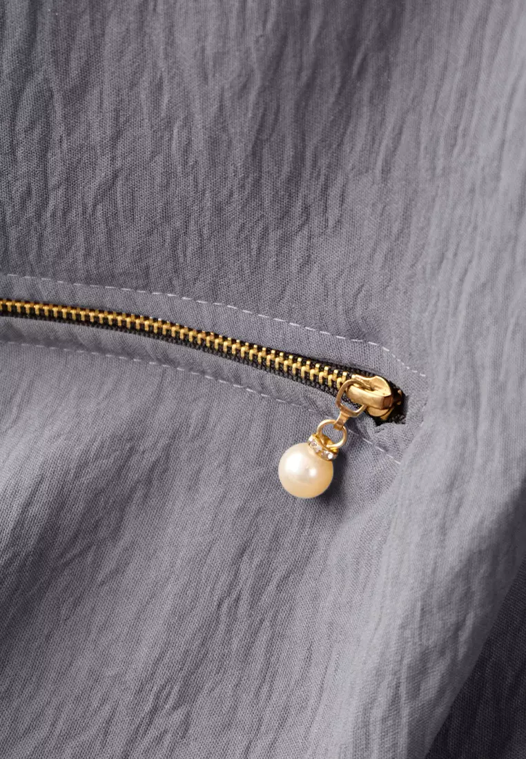 Zelena - Hifza Abaya | Set Abaya French Khimar - Graphite Grey