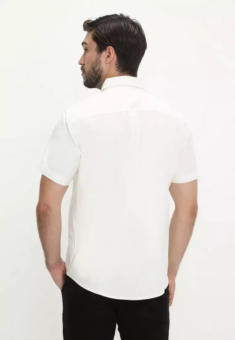 POLICE Kemeja Polos Cotton Putih Regular Fit Pria