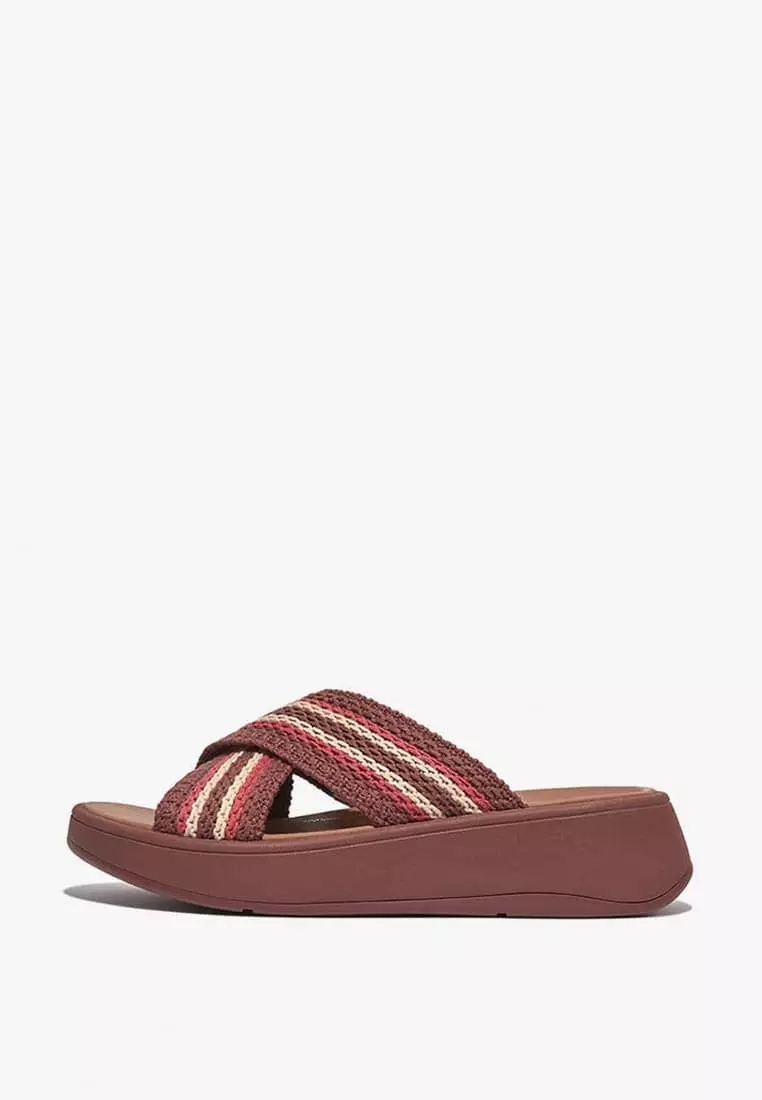 Discount on Fitflop  shoes - SKU: Fitflop F-Mode Crochet Flatform Cross Slides Gm9-886 Clay Brown