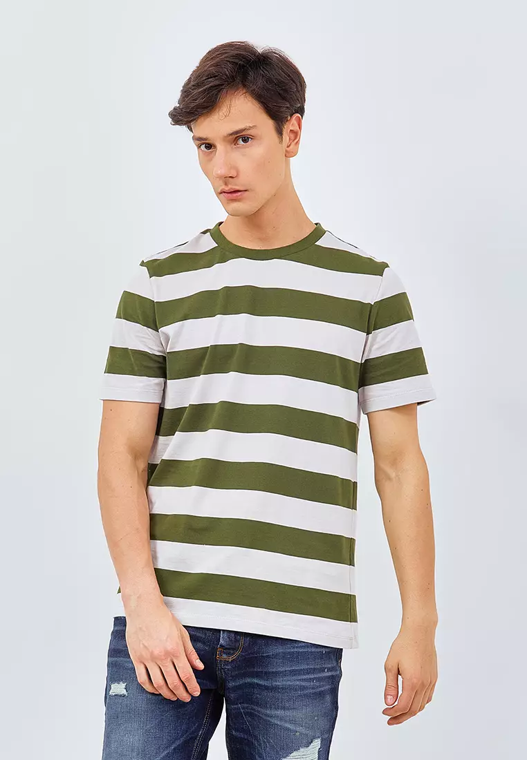 Manzone Kaos Lengan Pendek Pria ALVARO 6 Khaki  -Beige Olive