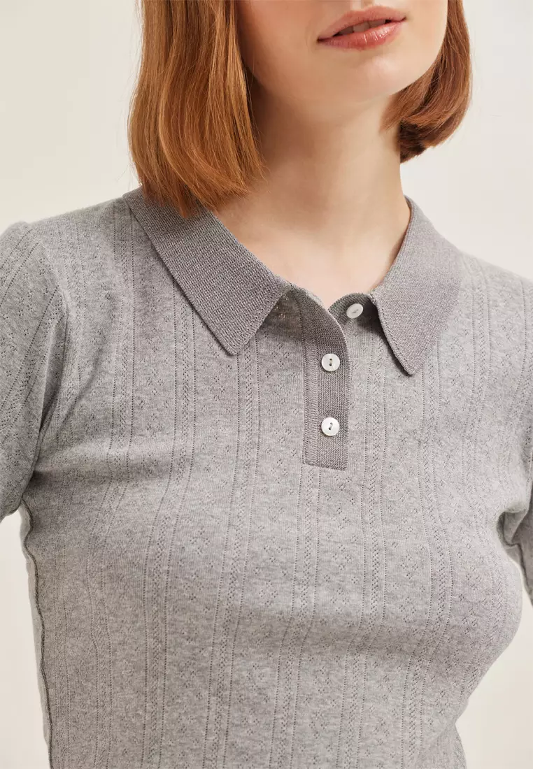 Pointelle Knit Polo