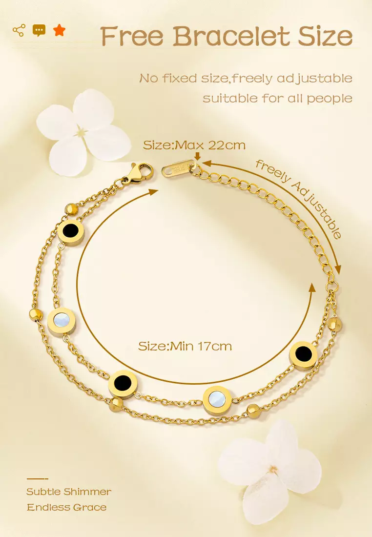 Gelang Titanium Wanita KoreaAnti Pudar Rantai Ganda Bracelet Gelang Cewek gold color