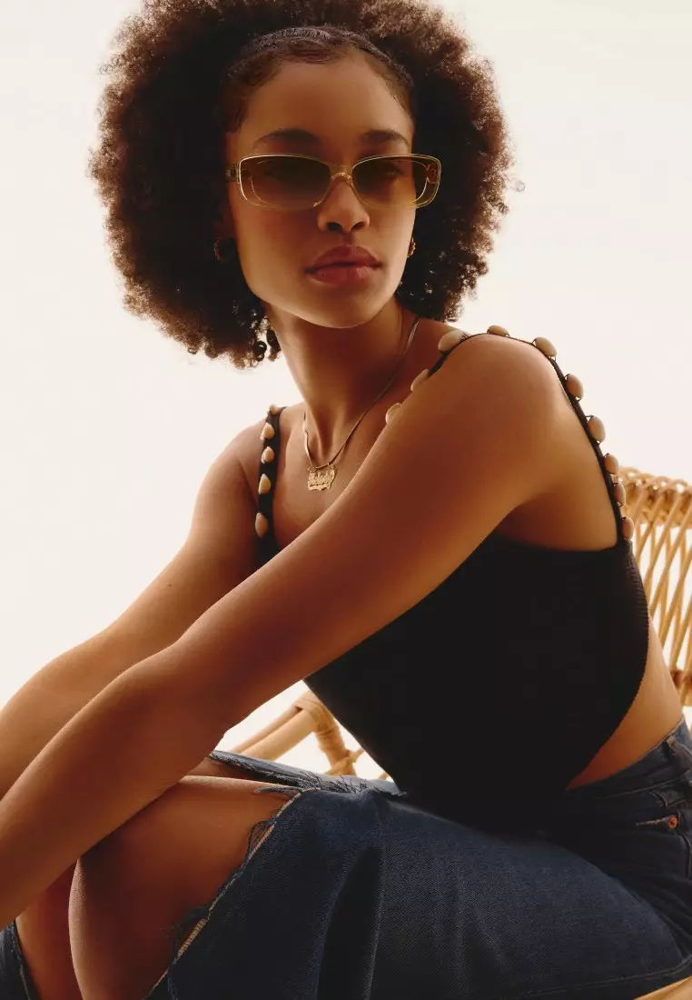 QUAY Vibe Check Sunglasses - Daffodil/Sepia