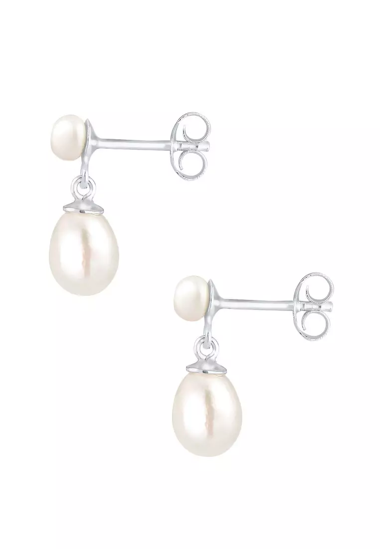 Anting Perhiasan Perak 925 Wanita Stud Precious with Freshwater Pearls
