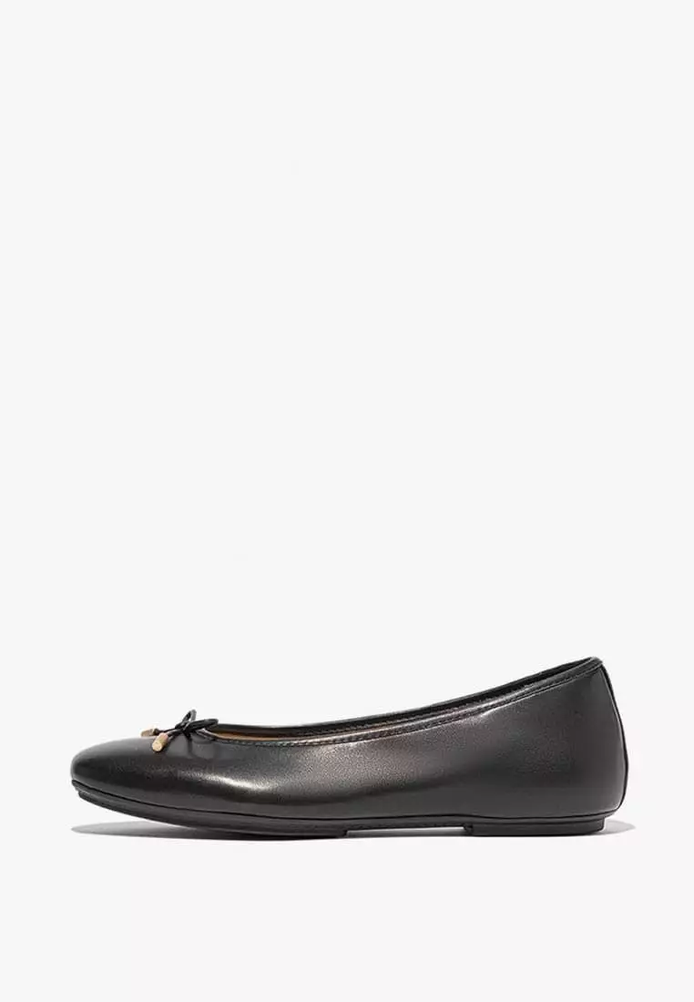 Discount on Fitflop  shoes - SKU: Fitflop Delicato Bow Soft Leather Ballet Flats - Black
