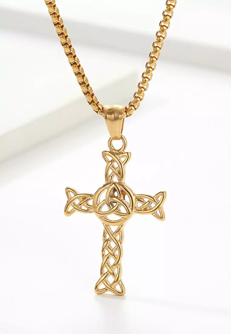 Buy HAPPY FRIDAYS Titanium Steel Celtic Knot Cross Pendant