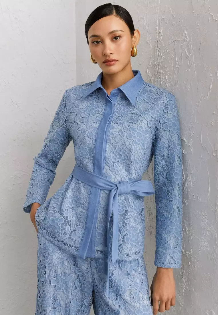 Frances Floral Lace Jacket - Blue