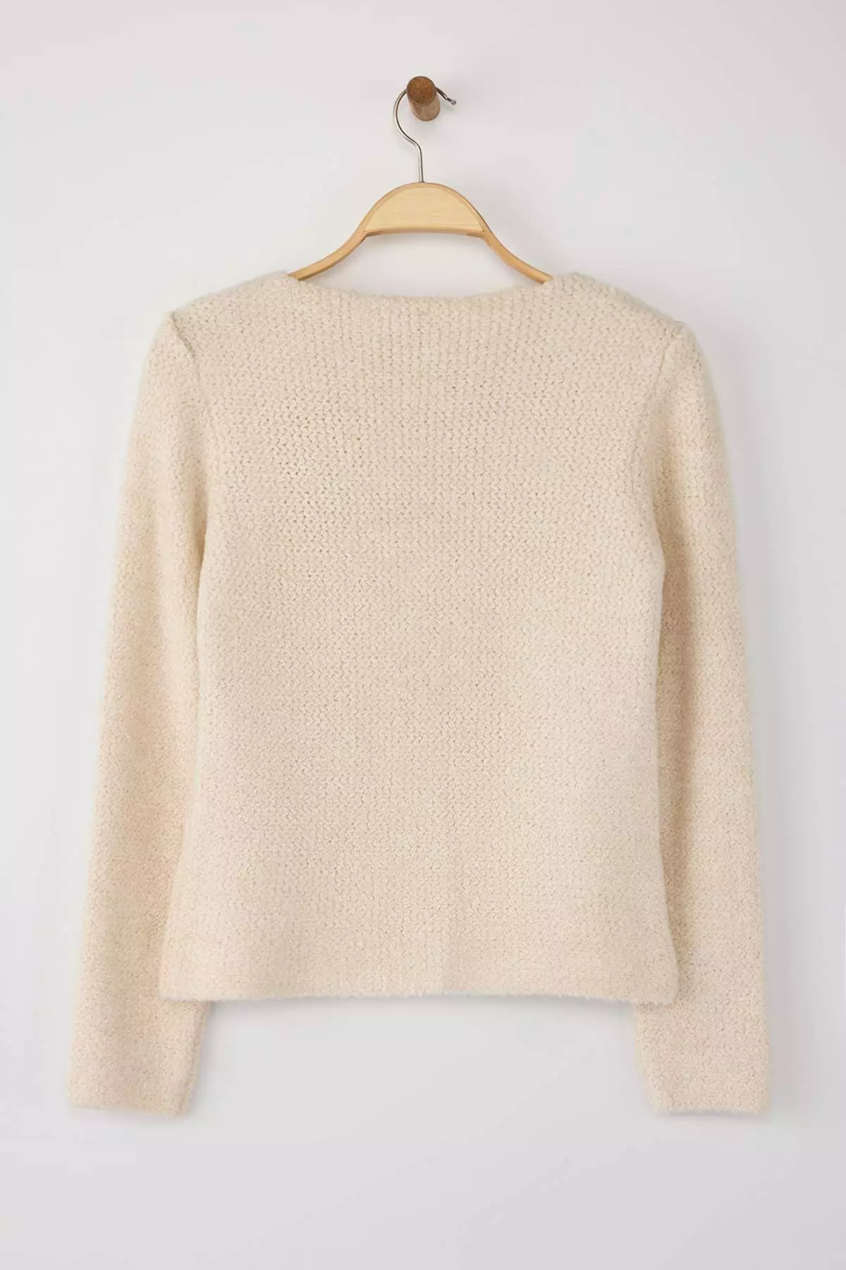 Stone Textured Boucle Yarn Knitwear Cardigan